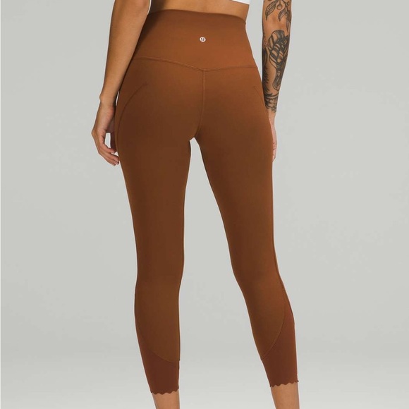 Lululemon Align Scalloped Hem High Rise Leggings 23” Roasted Brown sz 4 - Picture 2 of 5